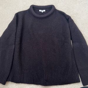 Madewell Fulton Puff Neck Trim Pullover in Raisin (dark purple), size L